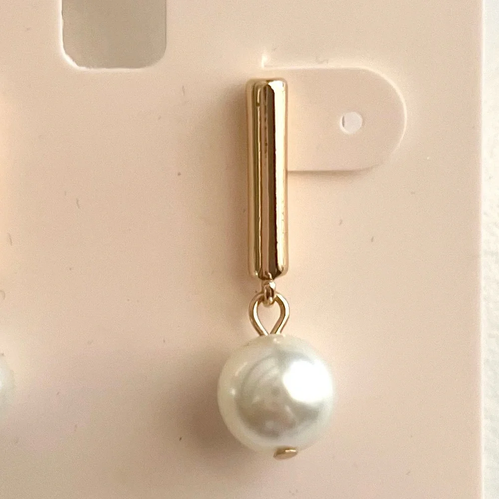 🆕 Imitation Pearl Drop & Gold Tone Earrings